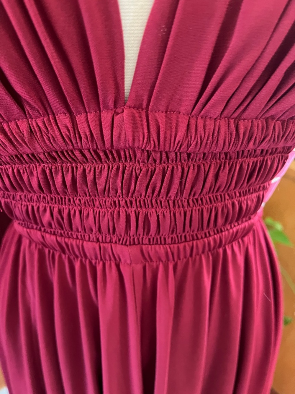 Express Burgundy Greek Goddess Style Mini Dress elastic ribbon Waistband Size S - Picture 7 of 11
